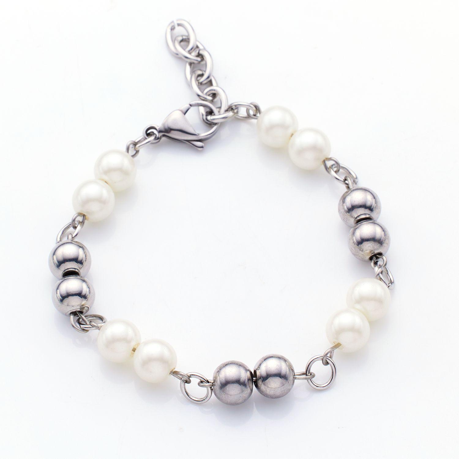 18k Gold French Minimalist Retro Irregular Pearl & Titanium Steel Bracelet