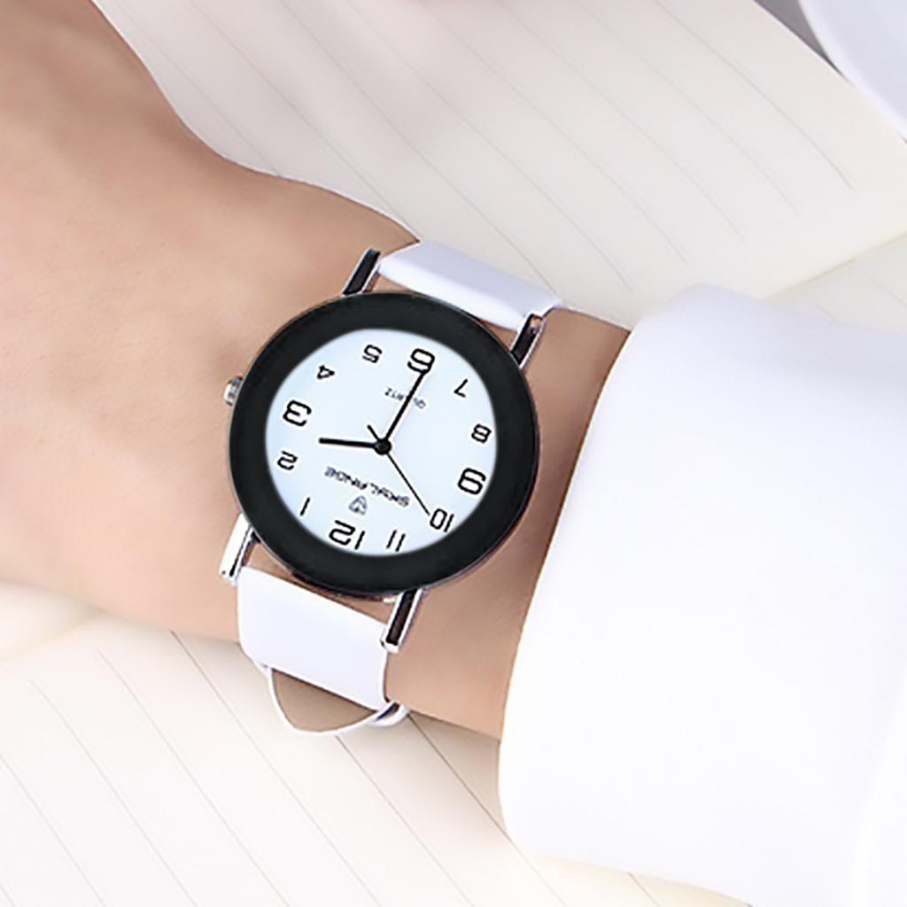 Orologio semplice in pelle bianca Orologi da donna Orologio da polso analogico casual al quarzo