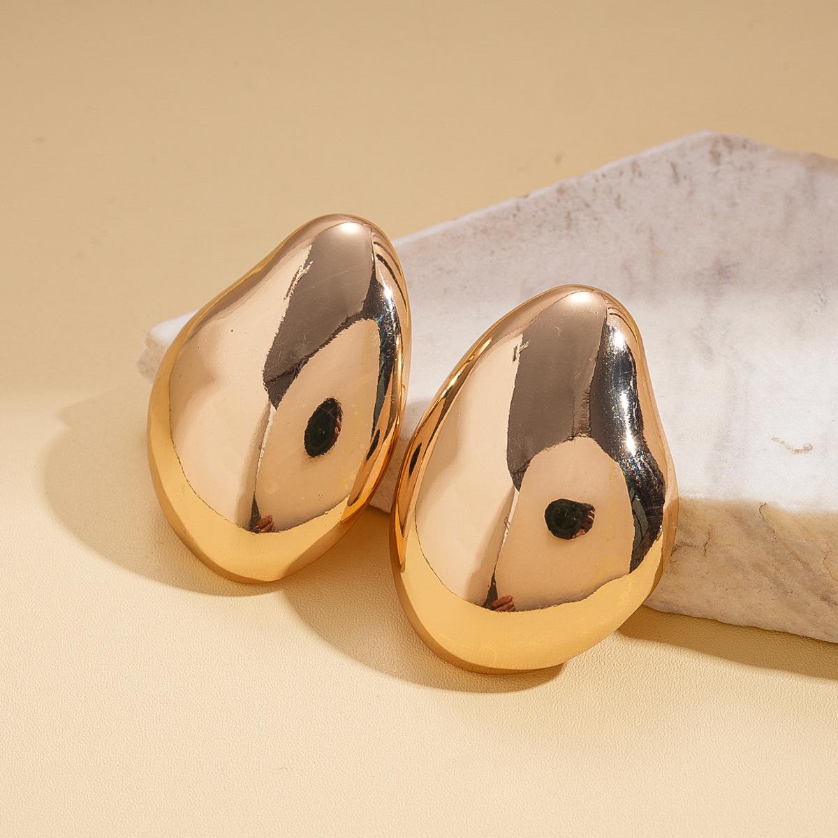 Гладкие серебряные пусеты неправильной формы в виде капли воды, простые и универсальные серьги