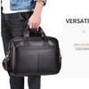 Top-Grain Leather Men's Business Briefcase - Slim 14-Inch Laptop Bag with Document Organizer, Durable Handheld for Office & Travel