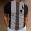 3D Printed Vintage T-Shirt For Men Musical Notes Pattern T Shirts Summer Casual Oversized Tees Round Neck Tops Short Sleeves