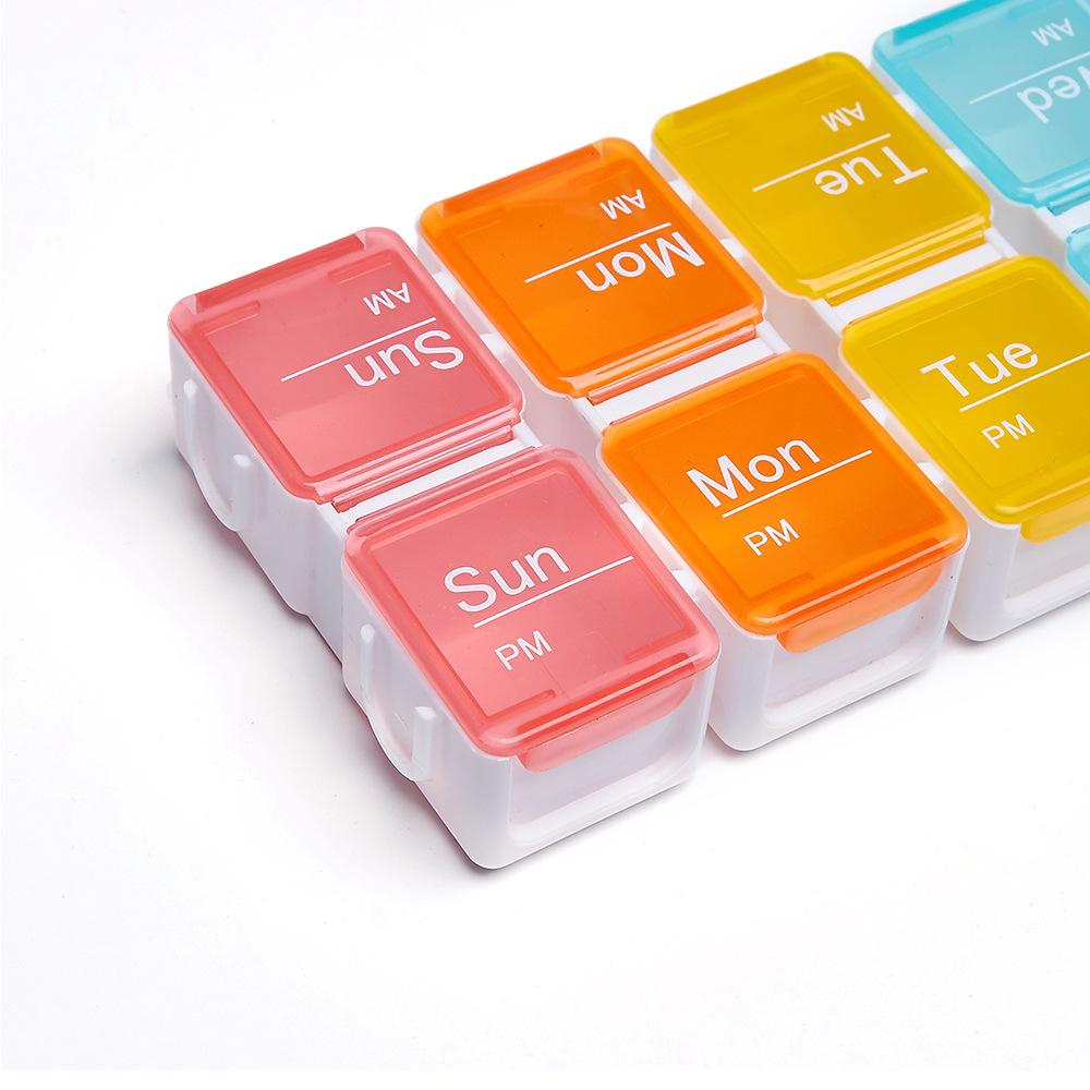 2026 Pill Organizer with Medicine Reminder Alarm Weekly Large Capacity Vitamin Box Organizer AM PM Daily Travel Medication Box