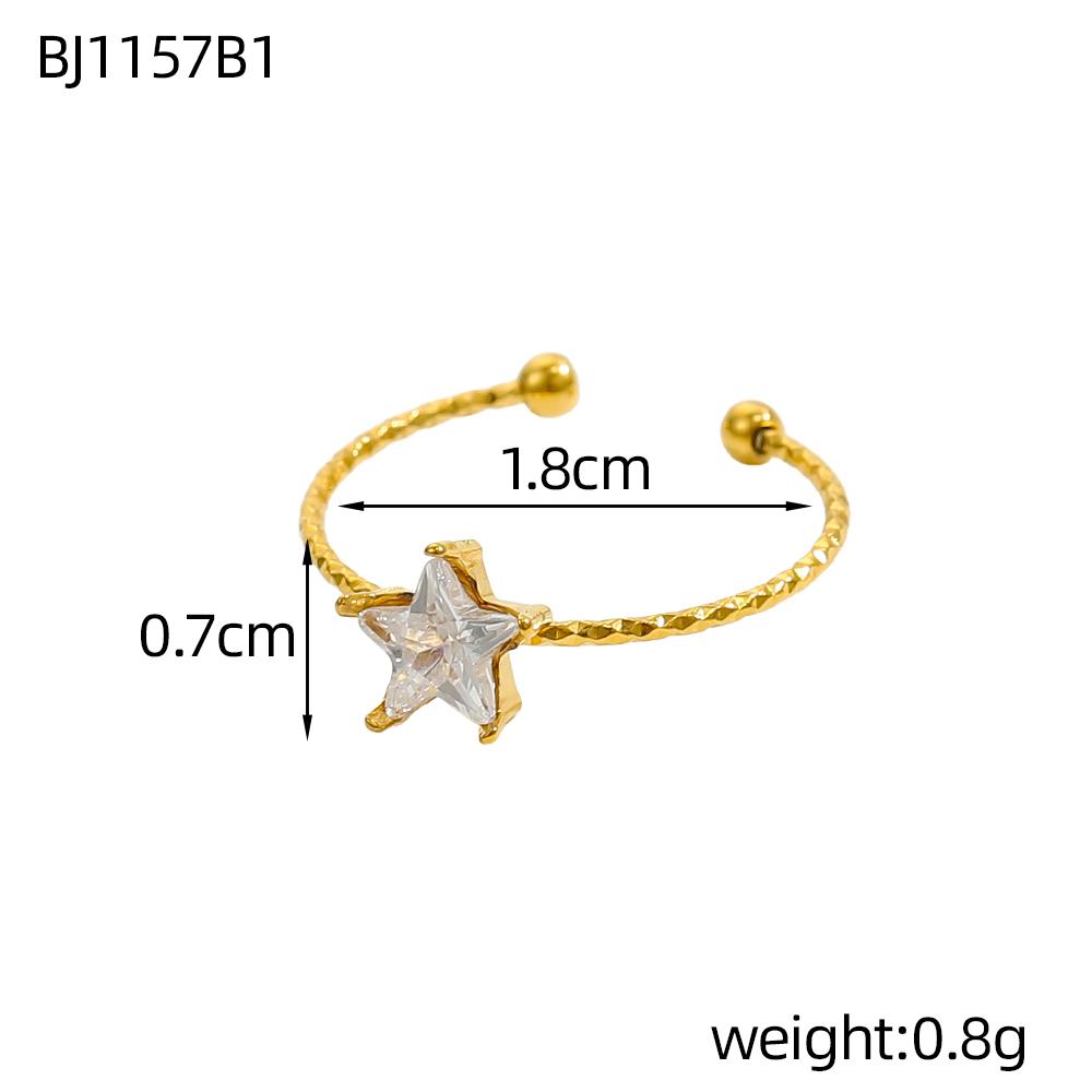 CARLIDANA Minimalist Colourful Cubic Zircon Rings Jewelry Stainless Steel Gold Plated Hot Sale Heart Star Open Rings for Women