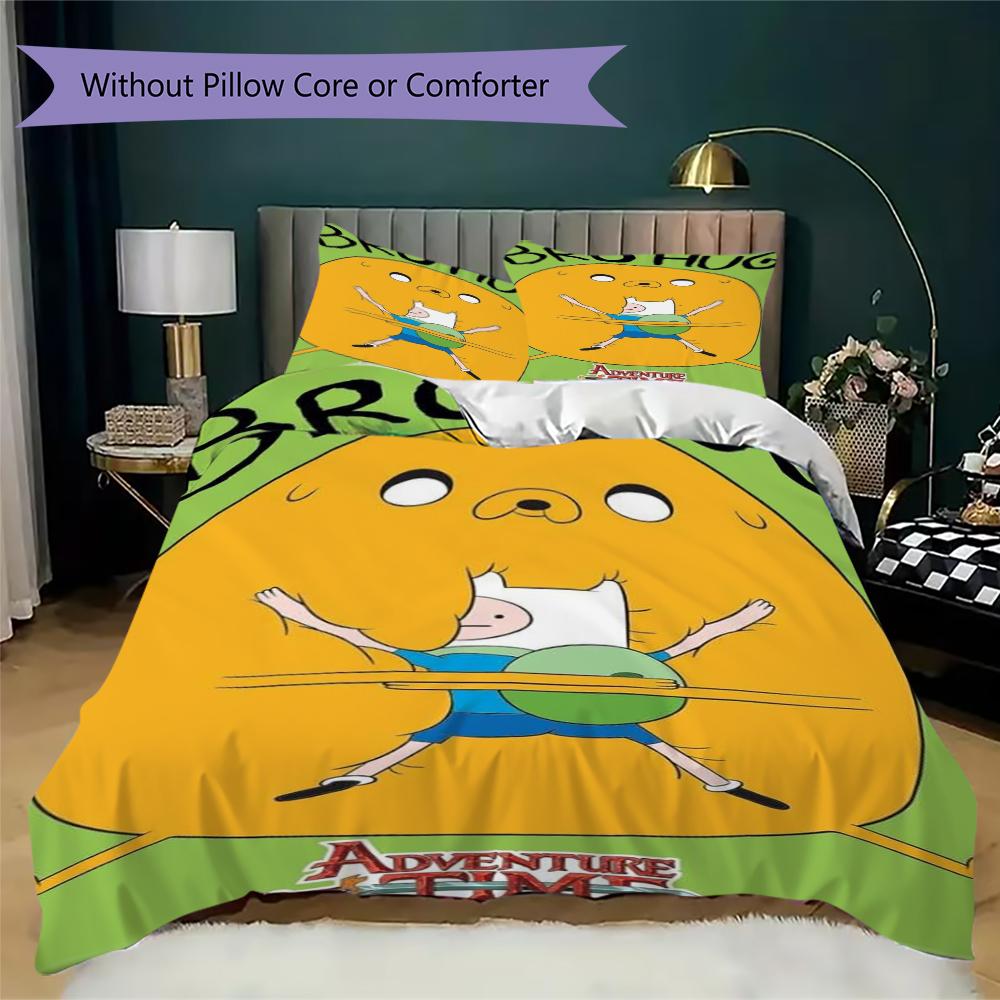 Adventure Time Anime Pattern Bedding Uilt Set Uilt Cover Pillowcase Home Decoration Birthday Gift (1 * Duvet Cover + 2 * Pillowcase  Without Core)03