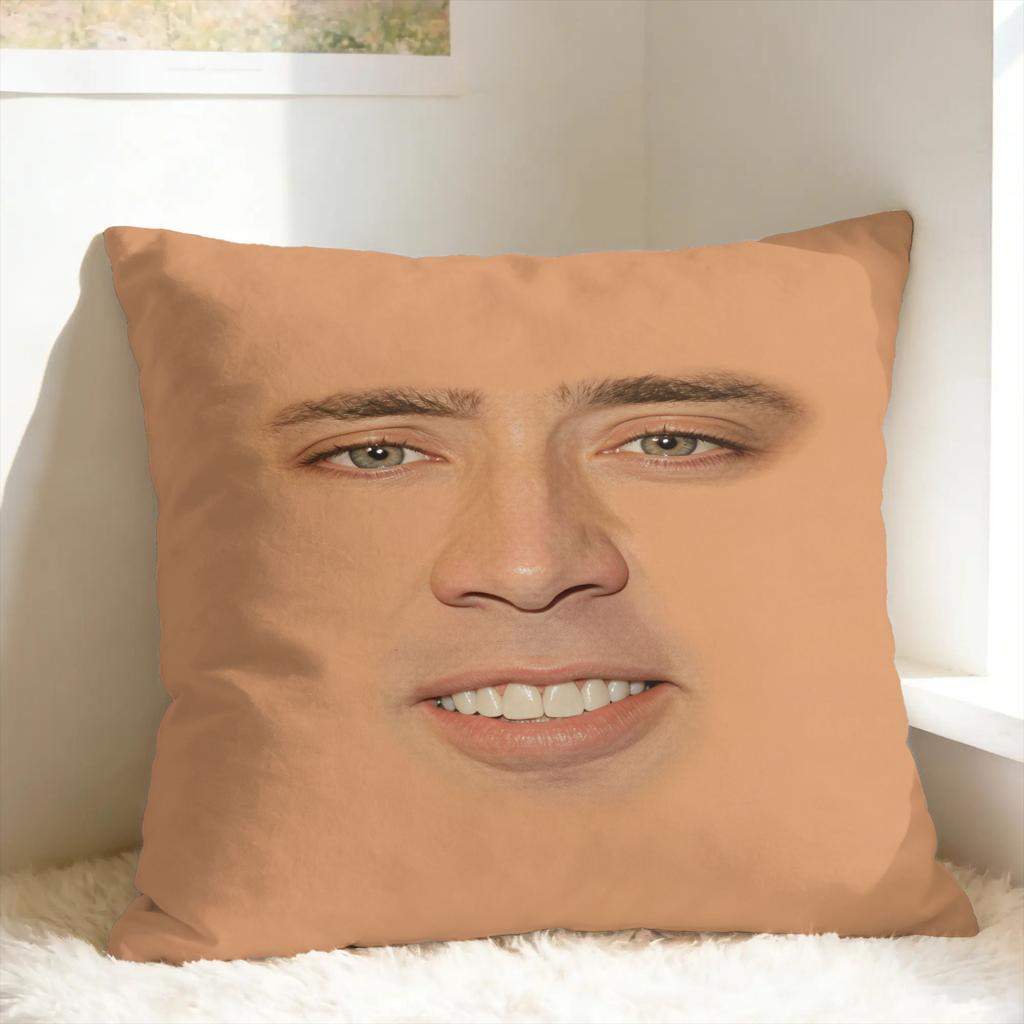Cozy N-Nicolas Cage Headshot Pillow Cover Comfy Cushion Cover Funny Pillow Case For Sofa Couch Bed Living Room