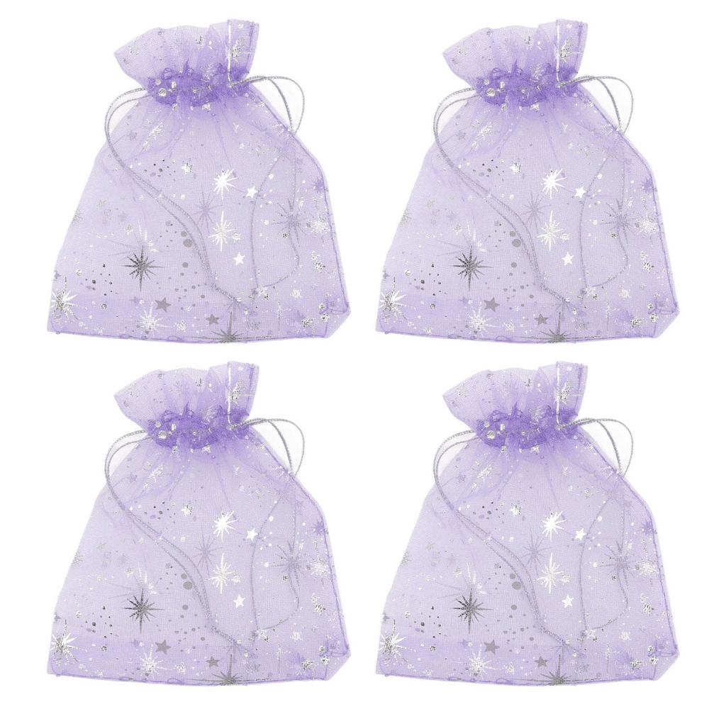 50 STÜCKE Kordelzug Durchsichtiger Netzbeutel Exquisites Sternmuster Transparente Geschenktüten für Hochzeit Kirche