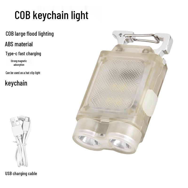 Portable Outdoor Keychain Flashlight - USB Rechargeable Mini COB Light for Camping & Emergencies