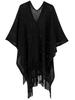 Hot-Selling Knit Shawl: Spring Summer Autumn, Hollow Design, Tassel Trim, Solid Color, Lightweight for European & American Styles.