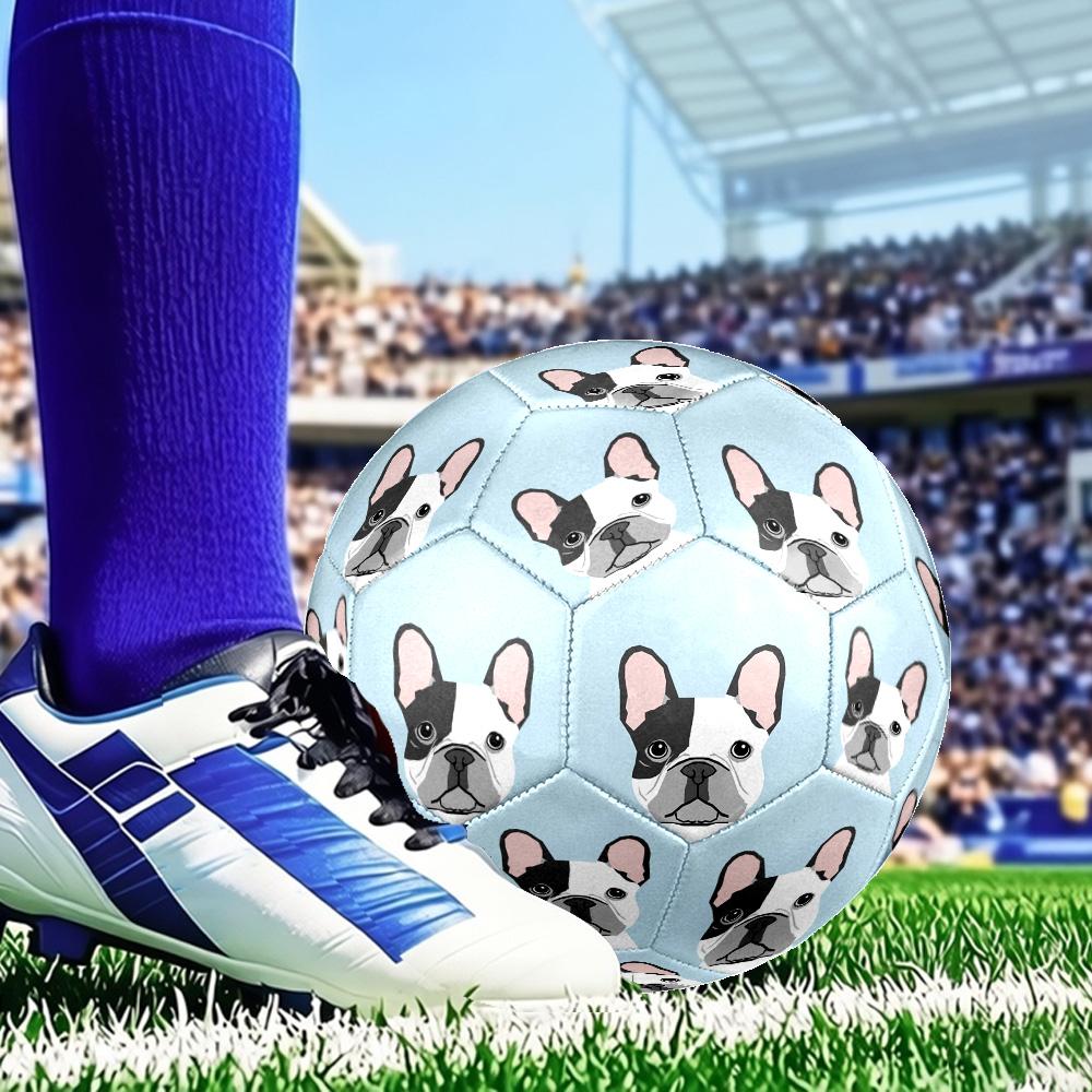 French Bulldog Size 5 Soccer Balls, Anti-Slip, Protective Football, Outdoor Sport, Practice Games, Birthdays Gift Suitable for Fan