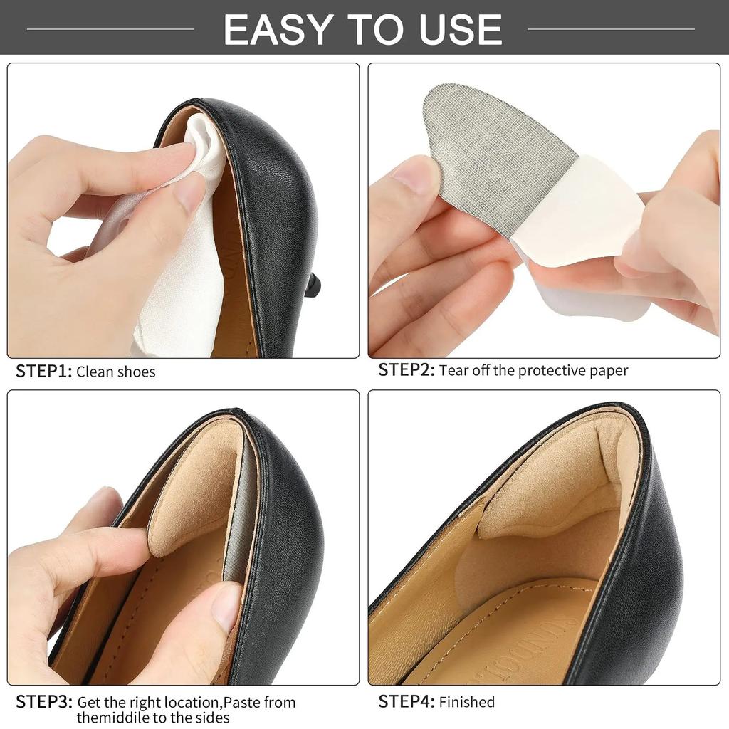 4Pairs Heel Pads for Too Big Shoes Self-Adhesive Heel Protectors Heel Inserts Prevent  Slip and Rubbing Half-size Insoles