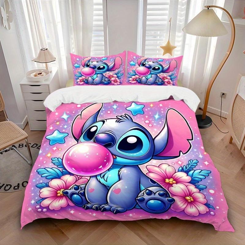 3pcs Cute Stitch Printed Bedding Set, Soft and Comfortable Quilt Cover for Bedroom, Guest Room (1 Duvet Cover + 2 Pillowcases, Pillow Core Not In