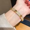 18k Gold Plated Zirconia Hollow Cuff Bracelet For Women Fashion Jewelry