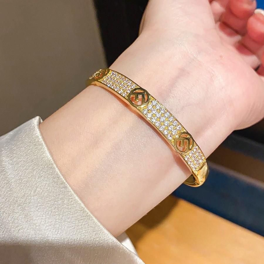18k Gold Plated Zirconia Hollow Cuff Bracelet For Women Fashion Jewelry