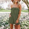 Women Fashion Sexy Color One-shoulder Ruffles Female Leisure Jumpsuit