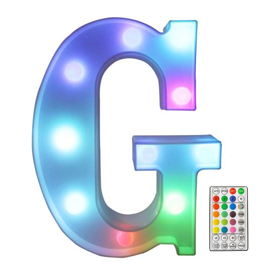 LED Letter Lamp with Remote Control, Dimmable Marquee Alphabet Light for Wedding Birthday Party, Indoor Outdoor Letter G