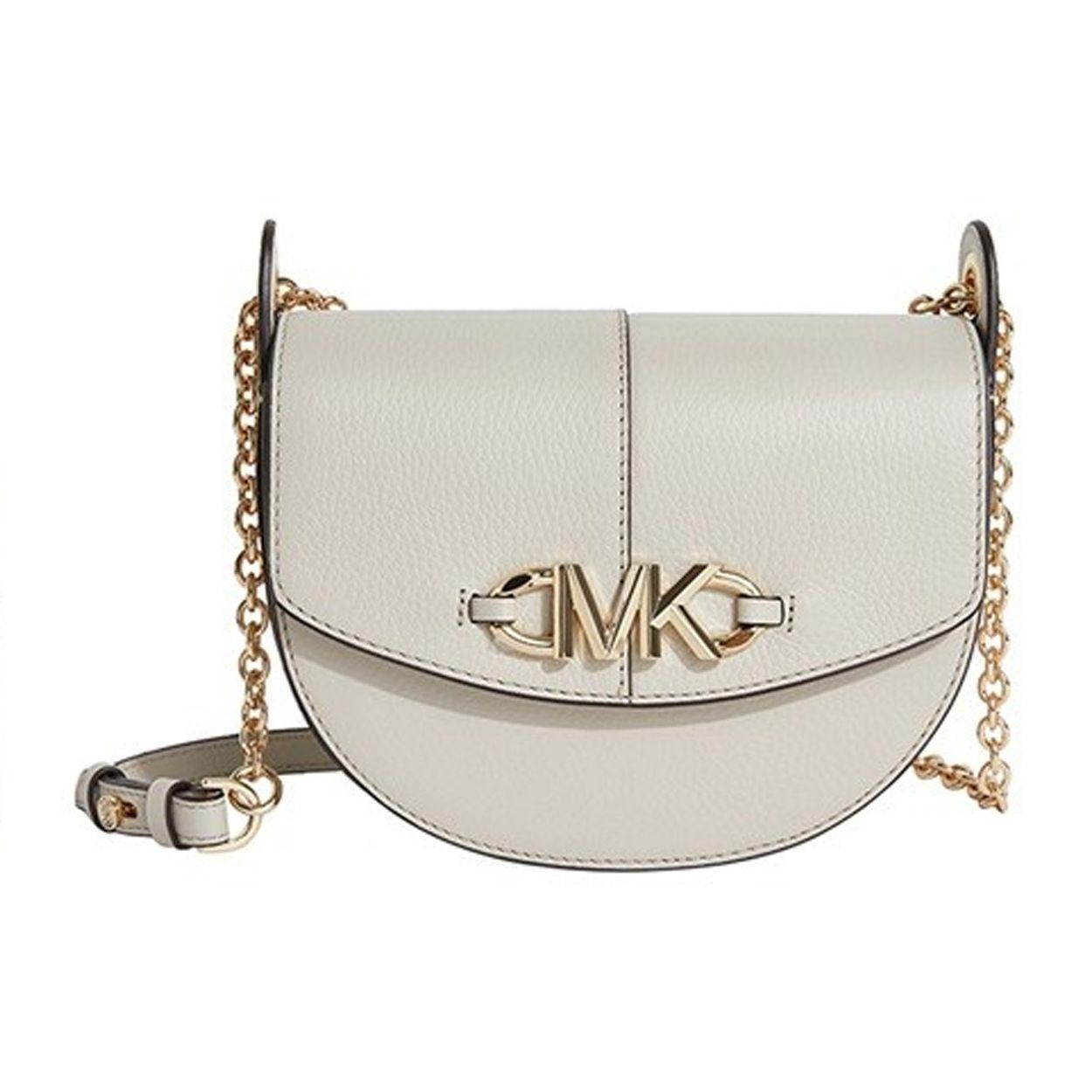 

Michael Kors Izzy Chain Solid Color Vintage French Large Logo Leather Saddle Shoulder Bag Women Shoulder Bag Off-White 32T1GZYC0L-182 Basic Set (Bag+Dust Bag)