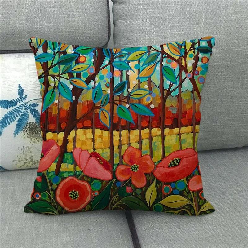 Living Room Bedroom Sofa Bed Chair Pillowcase Pumpkin Plant  Watercolor Thanksgiving Linen