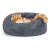 Round Pet Nest Bed Fuzzy Cat Bed Calming Donut Bed with Non-Slip Bottom Washable Fluffy Dog Bed for Small Medium Dogs And Cats