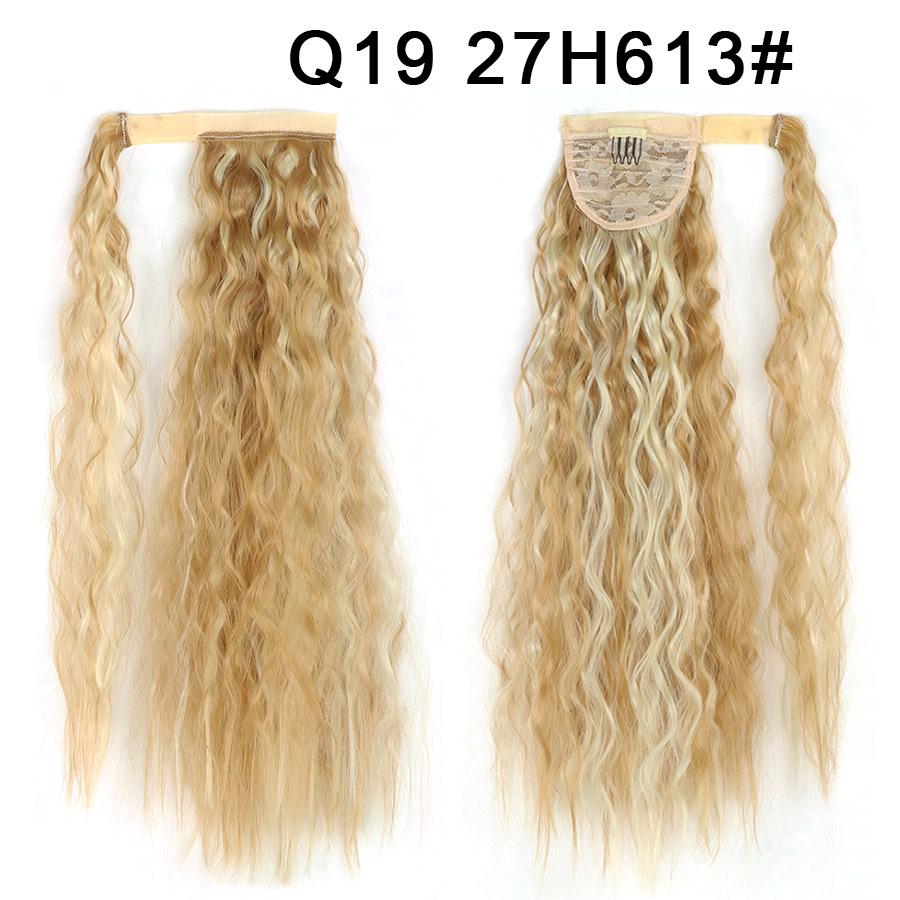 Synthetic Long Curly Clip In Hair Extensions Ponytail Hair Wig Heat-Resistant Curly Pony Tail Wig For Women