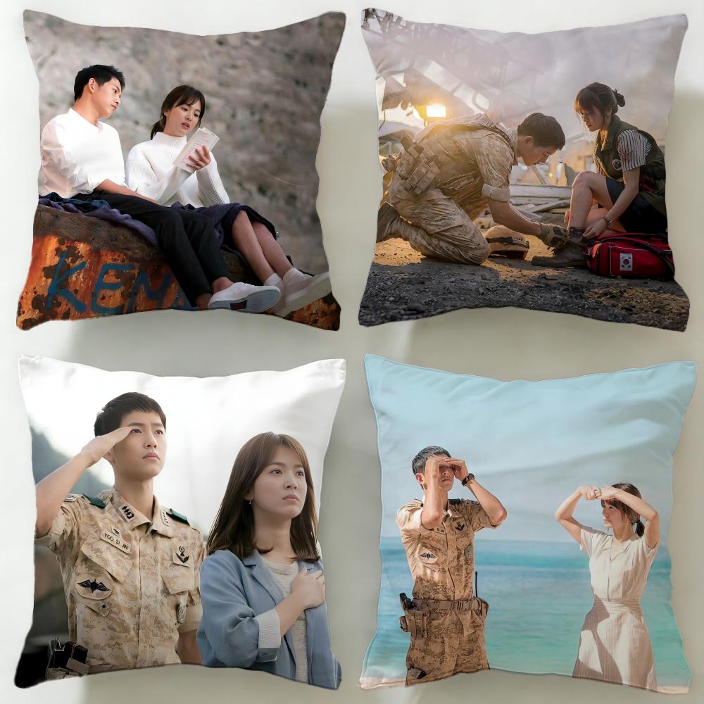 TV Series Descendants of the Sun Cushion Cover Soft EasyWash Pillow Case Versatile for Couch Bed Travel and Office