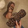 Zapatillas de Plataforma de Moda para Mujer Sandalias de Cuña con Punta Abierta Zapatos Deslizantes de Tira Estrecha para Mujer Estampado de Leopardo Sandalias de Mujer