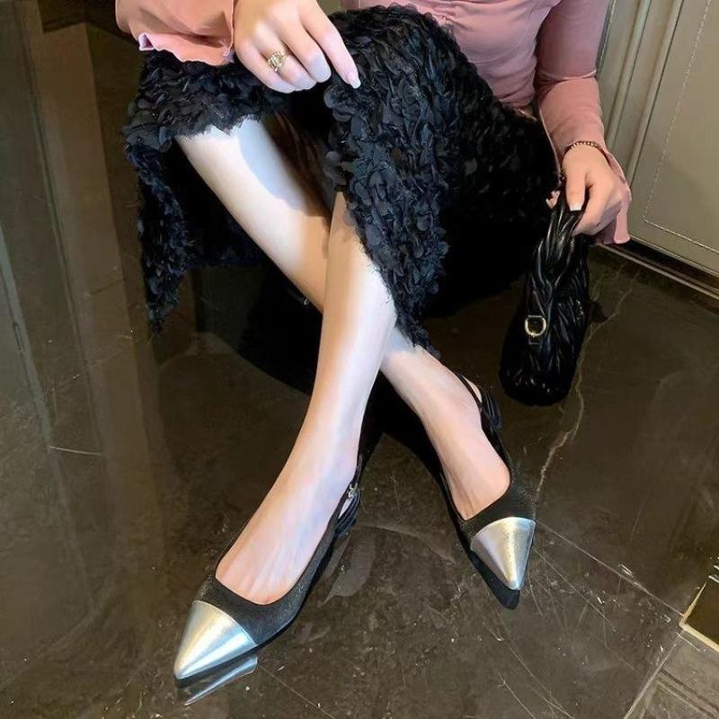 Spring New Baotou Sandals for Women Fashion Pointy Light Mouth Collocation Color Word with Soft Sole Non-slip Low Heel Shoes