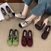French retro pleated lace-up flat Mary Jane shoes shallow mouth single shoes women's evening wind round head one pedal ballet shoes