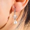 ZAKOL Micro-set Zircon Imitation Pearl Water Drop Leaves Shape Bridal Wedding Dangle Earrings Temperament Fashion Gift Jewelry