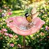 Piquet de Jardin 4 en 1 Multifonction Bain d'Oiseaux Mangeoire Colibris  Fleur en Métal Faite à la Main Design Résistant aux Intempéries Rose pour Abeille Papillon Extérieur