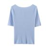 2026 Spring European & American Fashion One-Shoulder Fishbone Mid-Sleeve Elastic Knit Top