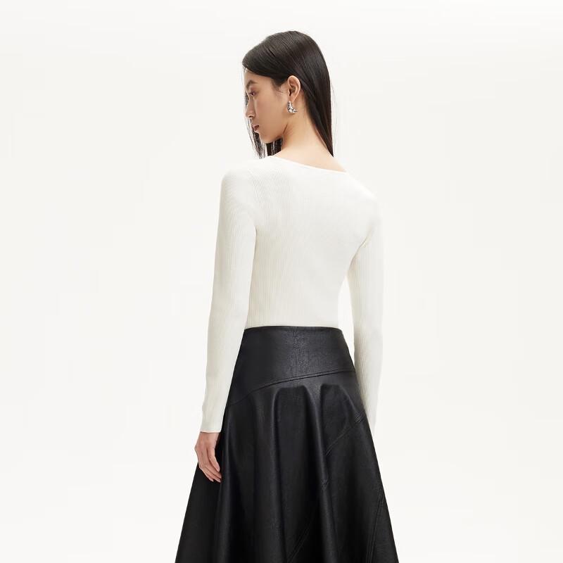 Veromoda 2025 Spring Detachable Chain Bow Shimmer Knit Sweater