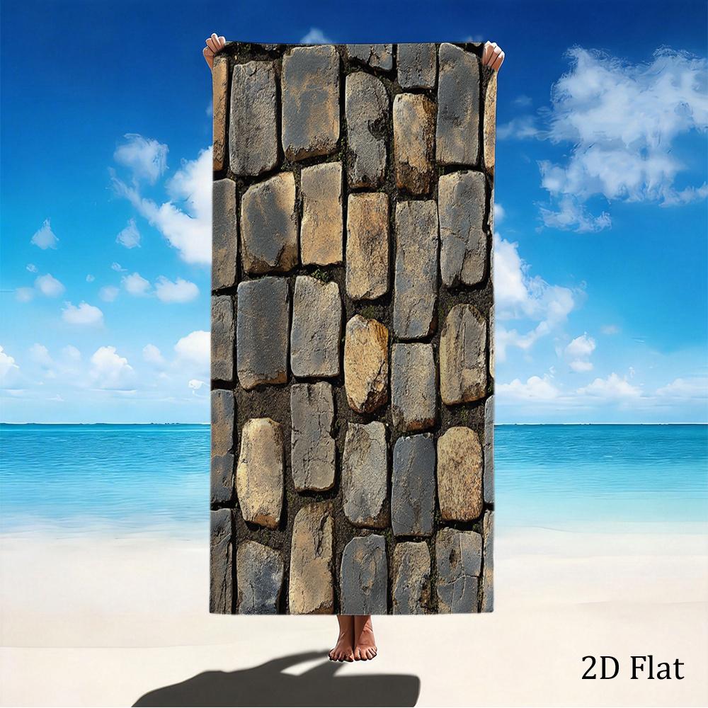 

Stone Wall Beach Towel Single Sided 2DPrint Soft Microfiber Beach Towel Beach Pool Spa Bathroom Rustic Decor Bold Accessory Gift W30*H60(CM)