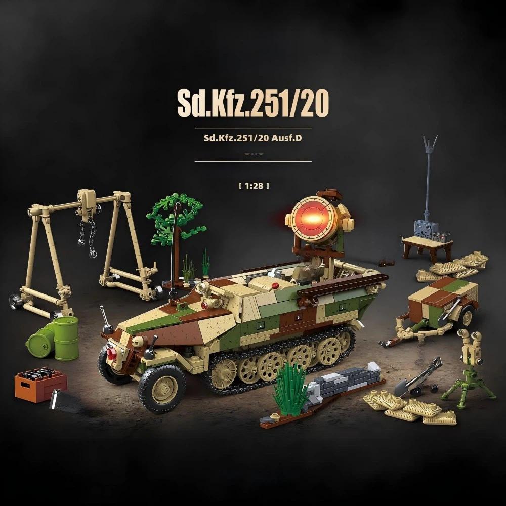 1267PCS Military Affairs Tank Building Blocks 1:28 Friends Semi-tracked Armored Vehicle Owl Field Brick Children Toys Gifts