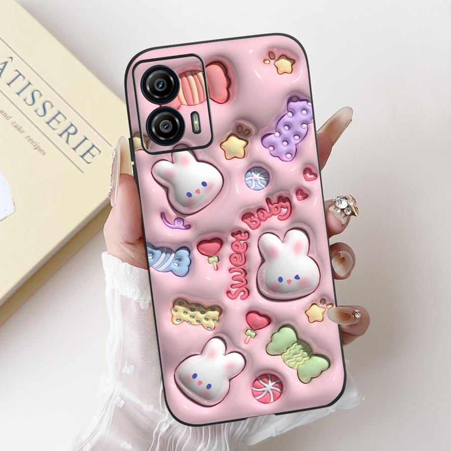 Shockproof Case For Motorola Moto G53 G73 5G Cover Cute Cactus Rabbit Cartoon Soft Silicone Matte Funda For MotoG53 MotoG73 Capa