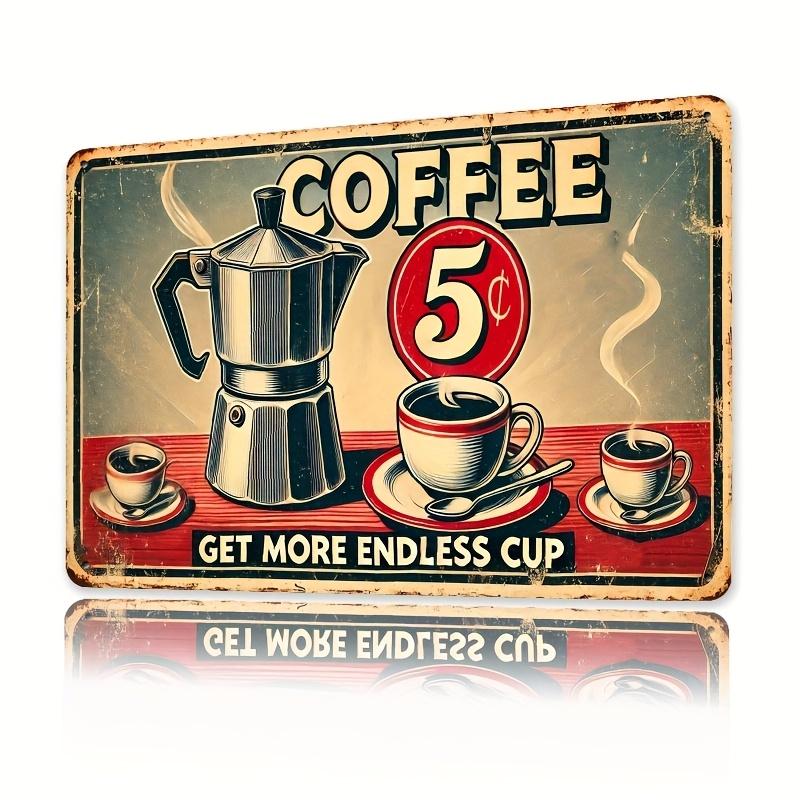 

Vintage Coffee Tin Sign Retro Coffee Pot Cup Design Iron Wall Art for Home Bars for Man Caves Cafes and Garages Uni 20x30cm（7.8x11.8inch）