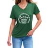 Inspirational Text Printed Top Loose Casual Simple V-neck Short Sleeved Women's T-shirts