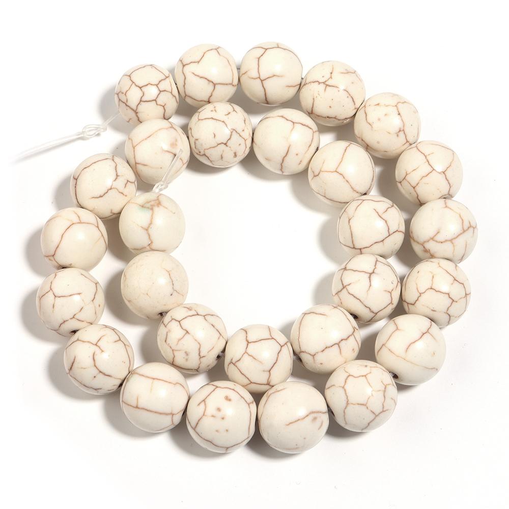 3-20mm White Turquoises Stone Beads Loose Spacer Gemstone Round Bead For Jewelry Making DIY Bracelet Necklace Beaded Accessories