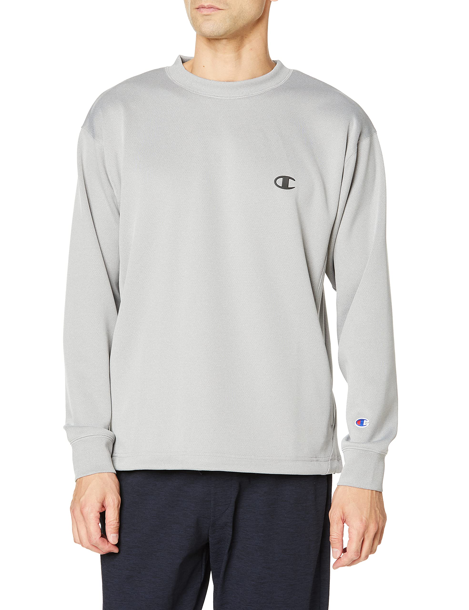 

Champion Techweave 3LS Crew Neck Sweatshirt with Sports Oxford Size M One-Point Logo, Men s Athleisure, C3-US002, Gray,