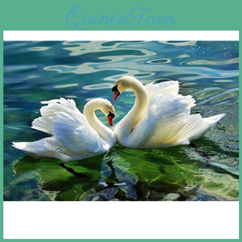 Full Diamond 5d Diy Painting Two Swans Embroidery Cross Stitch Home Decor Handmade Gift