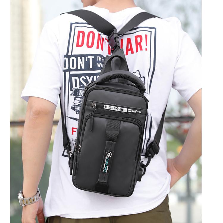 New Men's Chest Bag Charging USB Interface Chest Bag Multifunctional Single Shoulder Bag Backpack