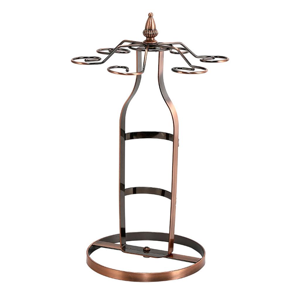 2 in 1 Wine Rack Stemware Storage And Display 6 Glasses Bottle Unique Iron Goblet Drying