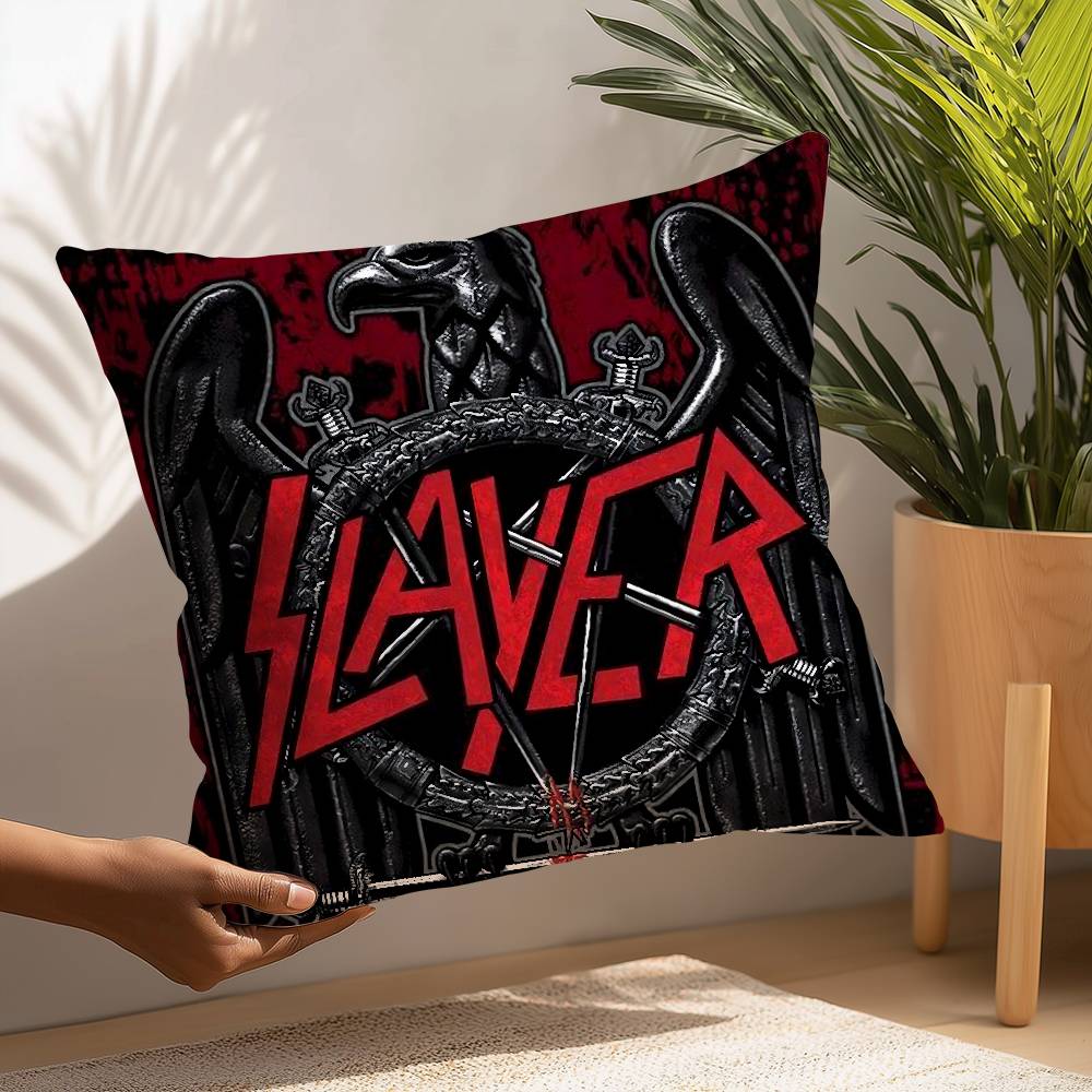 

SlayerS H-Хэви М-Метал Рок-группа Наволочка Плюшевая Ткань Мягкая Наволочка Двусторонняя Печать Чехол для Подушки Бытовые Подарки 12x12Inch