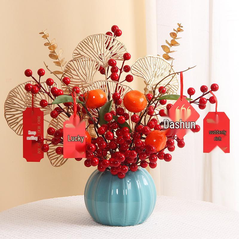 Luksusowa Dekoracja Owoc Granatu Chińskiego: Czerwone Sztuczne Kwiaty i Ozdoby