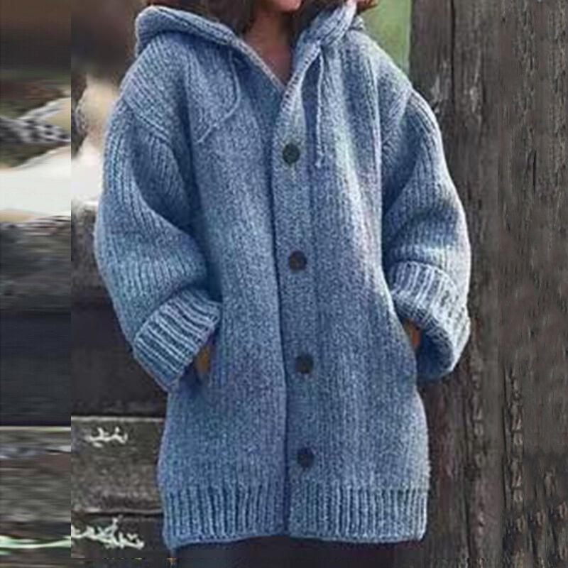 Super Cozy Plus Size Womens Hooded Knitted Cardigans Jumper Sweater Winter Jacket
