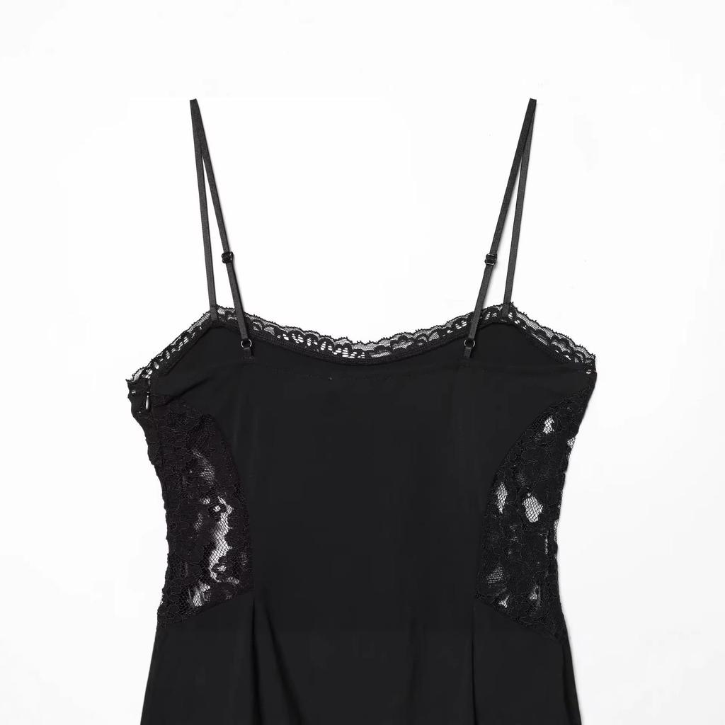Women's French Lace V-Neck Camisole Dress - Slimming Summer A-line Skirt