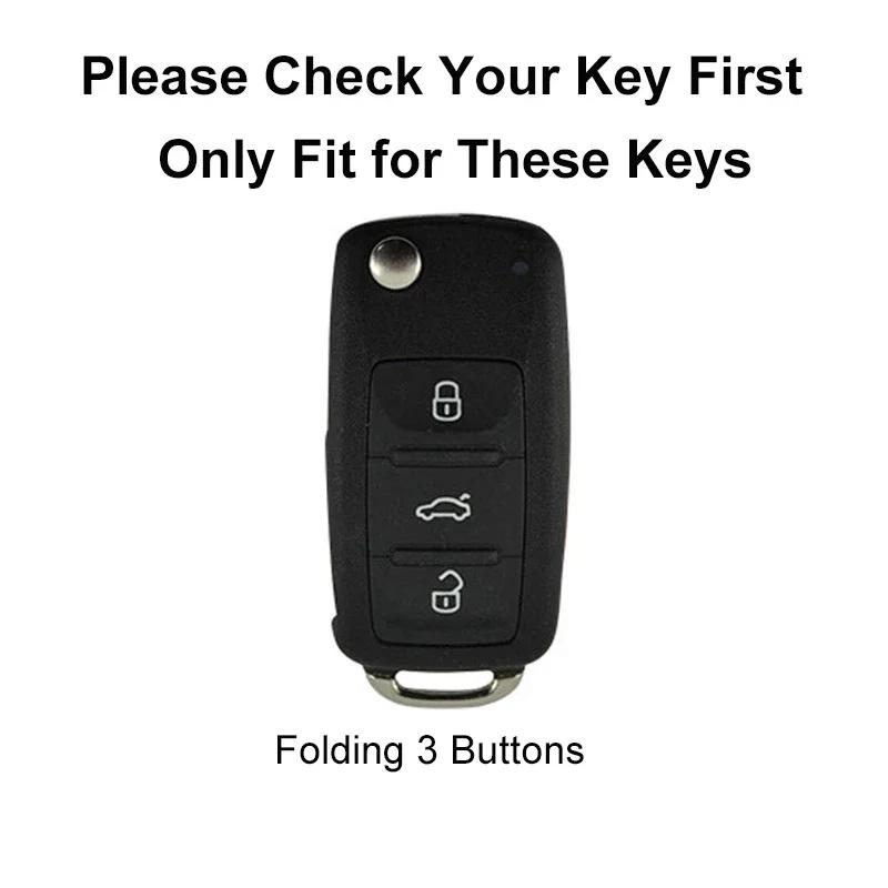 YCGG5 Leather Car Key Case Car Key Full Cover Protection Bag for VW Volkswagen Polo Tiguan Passat Golf Jetta Lavida Skoda Octavia