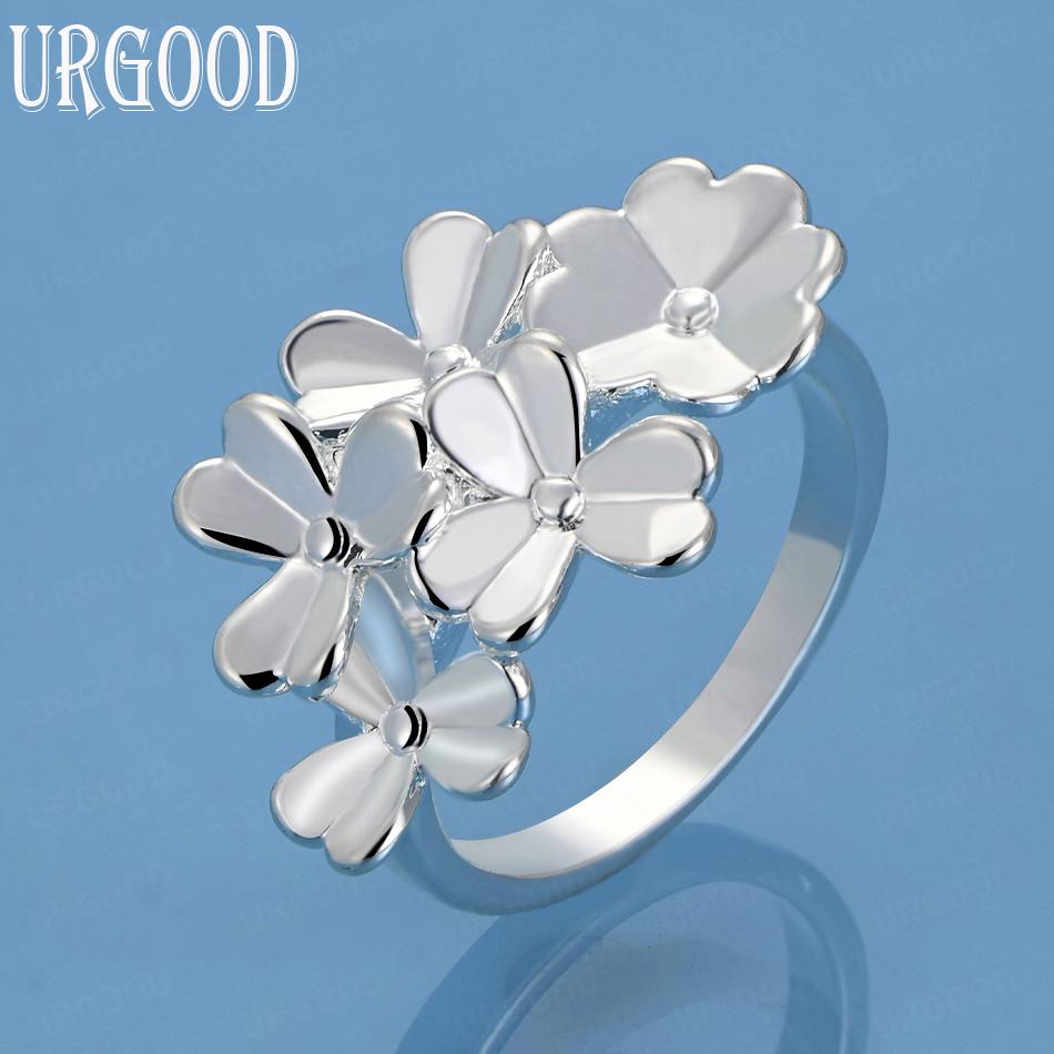 925 Sterling Silver Wedding Jewelry Charm Flower Ring