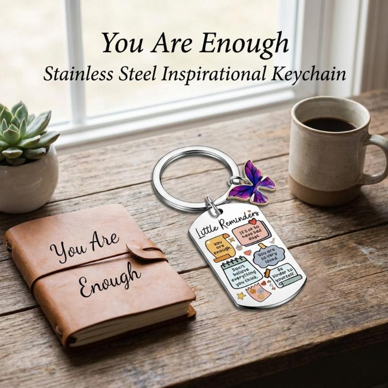 Motivational You Are Enough Keychain Stainless Steel Keyring Inspirational Gift Suitable For Car Key And Everyday Carry