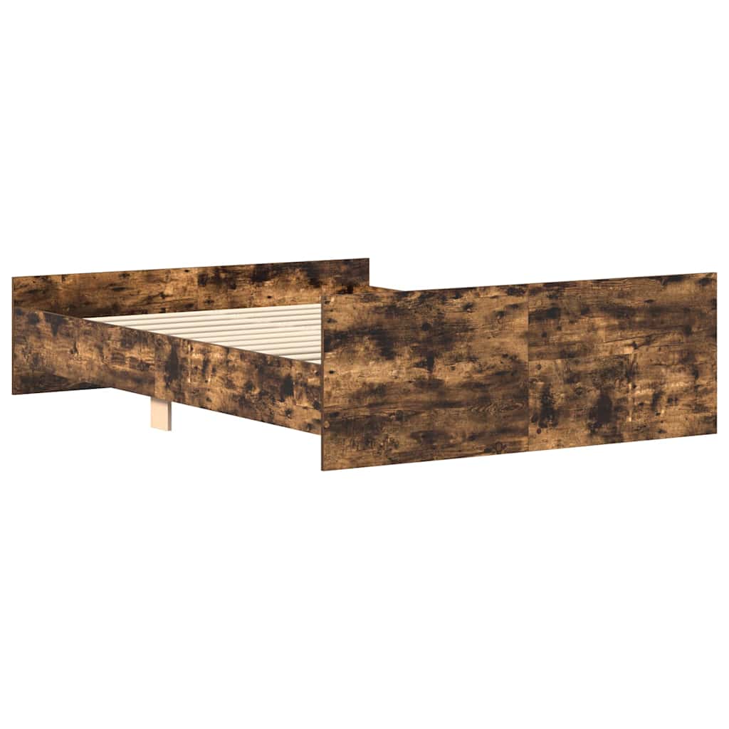 Vidaxl Rama Łóżka Z Wezgłowiem I Zanóżkiem, Przydymiony Dąb, 140X200Cm