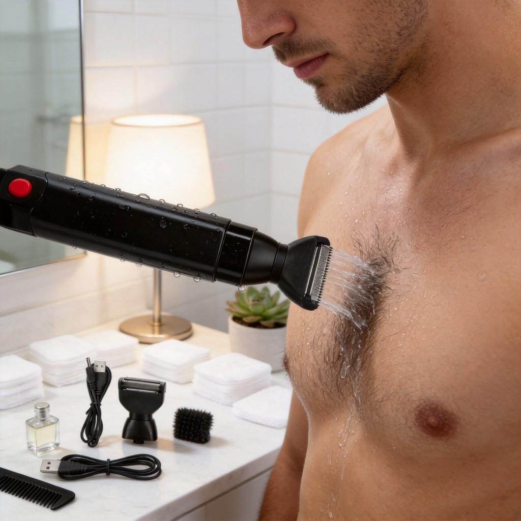 Electric Shaver Back Hair Trimmer With Usb Rechargeable Full Body Hair Removal Device For Men